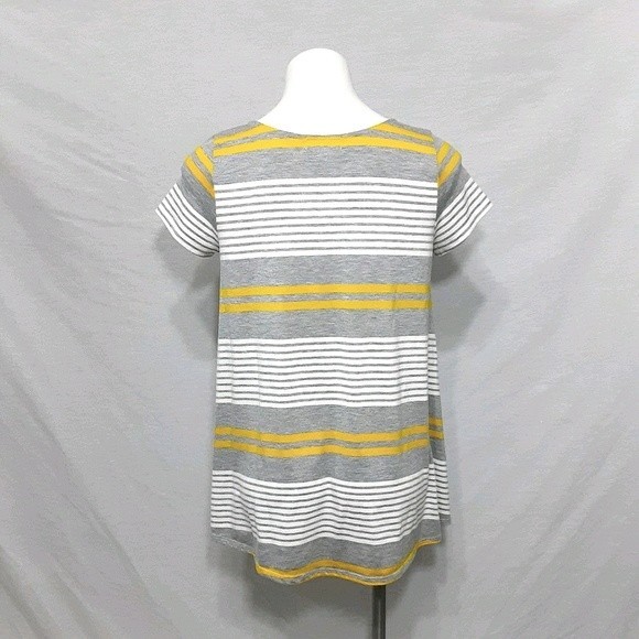 Puella Anthropologie Oversized Tunic Top Small Yellow Gray White Striped Flowy - Picture 4 of 5